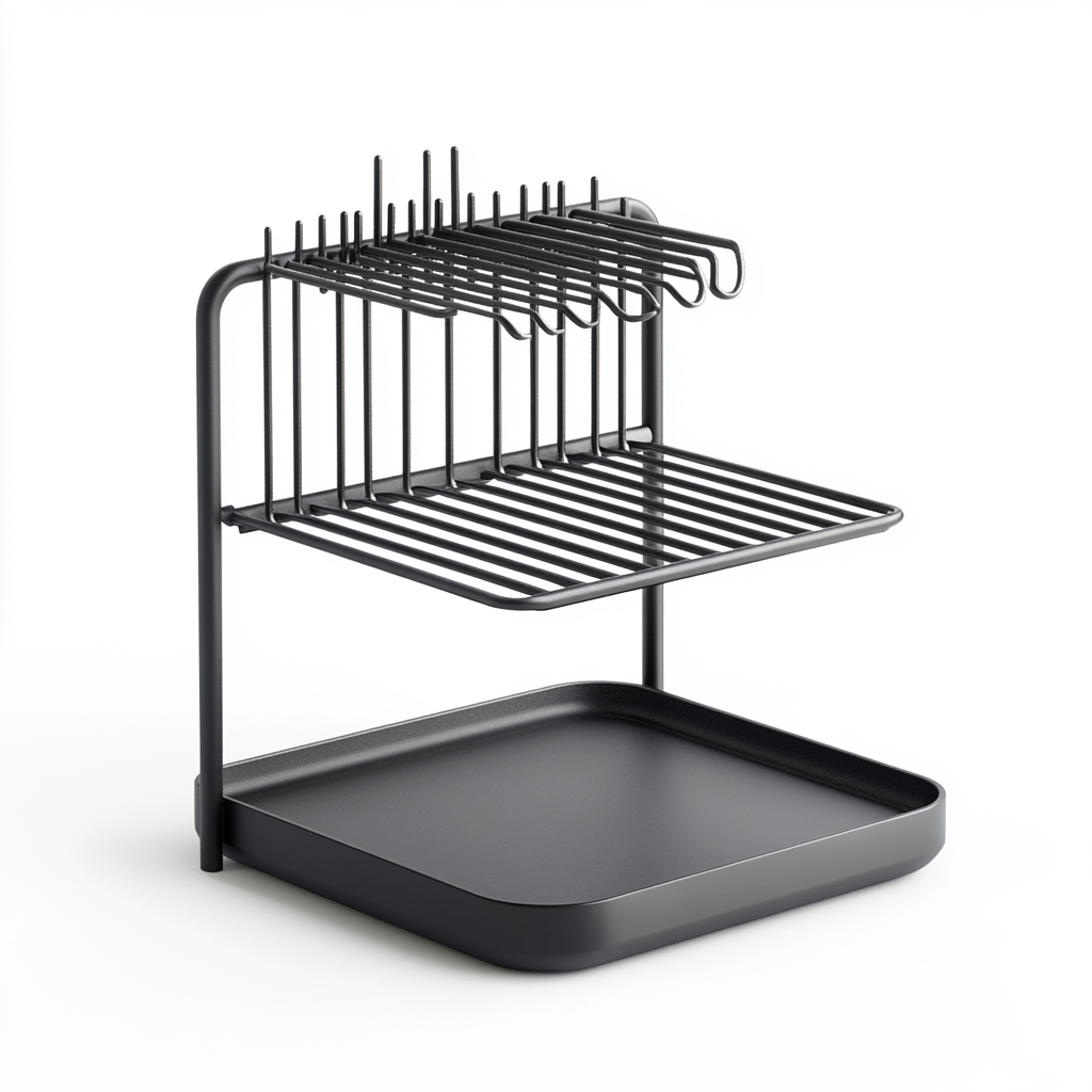 Zanto Large Dish Drying Rack for Kitchen Counter - 2-Tier Expandable Dish Drainer with Swivel Spout - Rustproof Stainless Steel - Includes Cutlery & Cup Holder - Matte Black