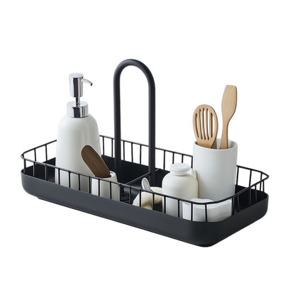 Zanto Over the Sink Dish Drying Rack - 33" Large Standing Organizer for Kitchen - Adjustable Length Rustproof Steel - Includes Hook Accessories & Tool Holders - Matte Black