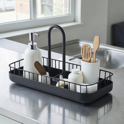 Zanto Over the Sink Dish Drying Rack - 33" Large Standing Organizer for Kitchen - Adjustable Length Rustproof Steel - Includes Hook Accessories & Tool Holders - Matte Black