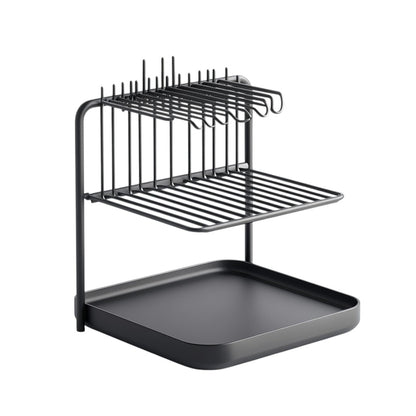 Zanto Large Dish Drying Rack for Kitchen Counter - 2-Tier Expandable Dish Drainer with Swivel Spout - Rustproof Stainless Steel - Includes Cutlery & Cup Holder - Matte Black